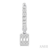 1/3 Ctw Petite Rectangle Shape Fusion Diamond Fashion Huggies in 10K White Gold
